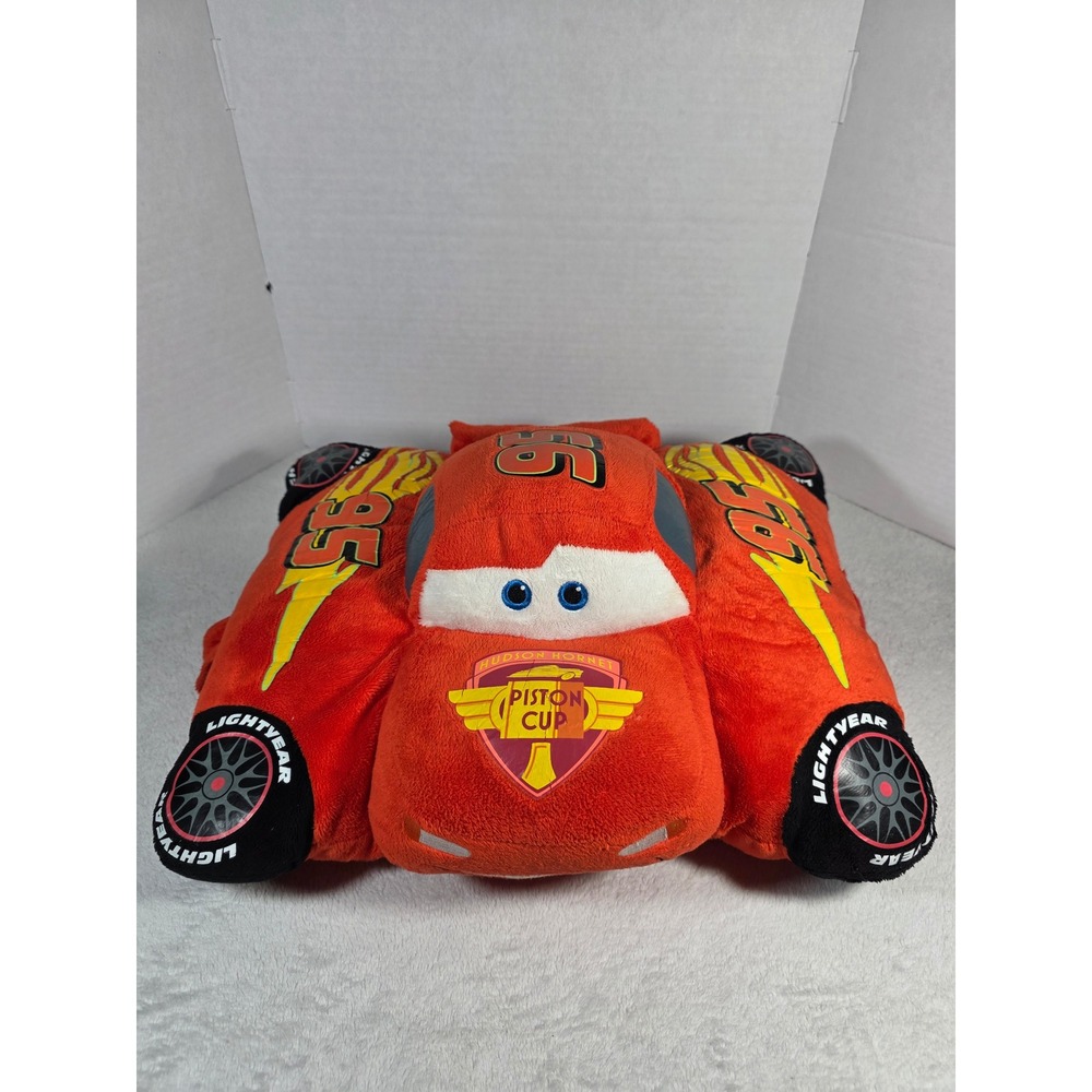 Disney Pixar Cars Lightning McQueen Pillow Pet Plush Red Race Car Toy #95
